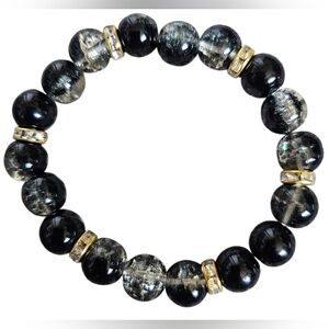 Elegant Black and Gold Crystal Healing Bracelet, New With Out Tags.